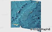 Shaded Relief Panoramic Map of Tonga, single color outside, satellite sea