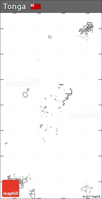 Blank Simple Map of Tonga, cropped outside