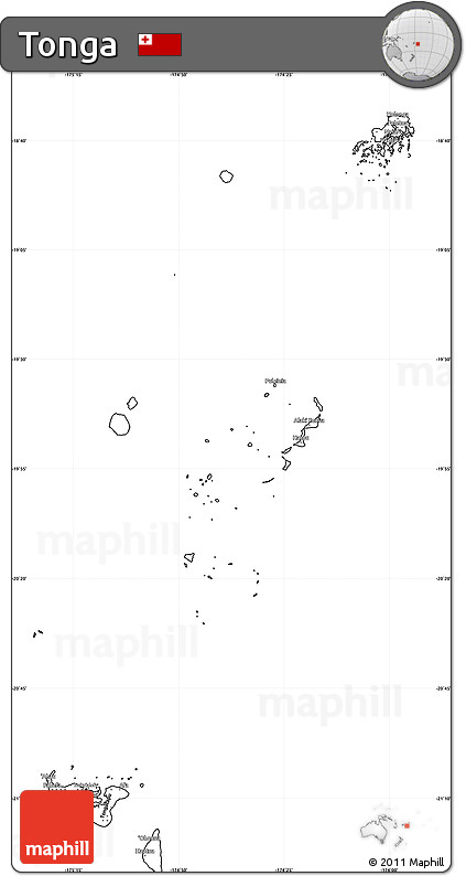 Blank Simple Map of Tonga, cropped outside