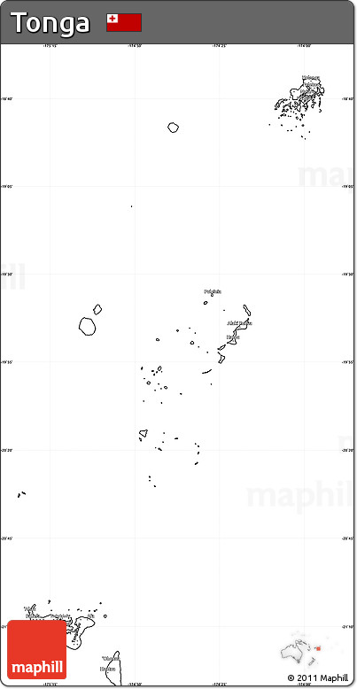 Blank Simple Map of Tonga, cropped outside