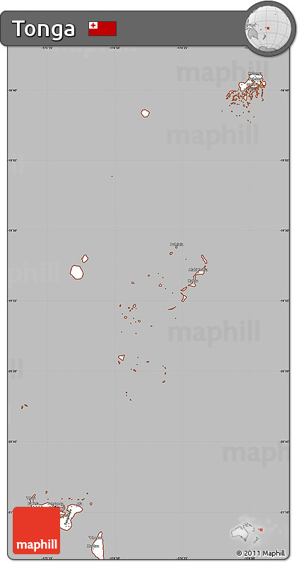 Gray Simple Map of Tonga, cropped outside