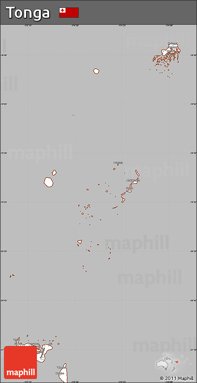 Gray Simple Map of Tonga, cropped outside