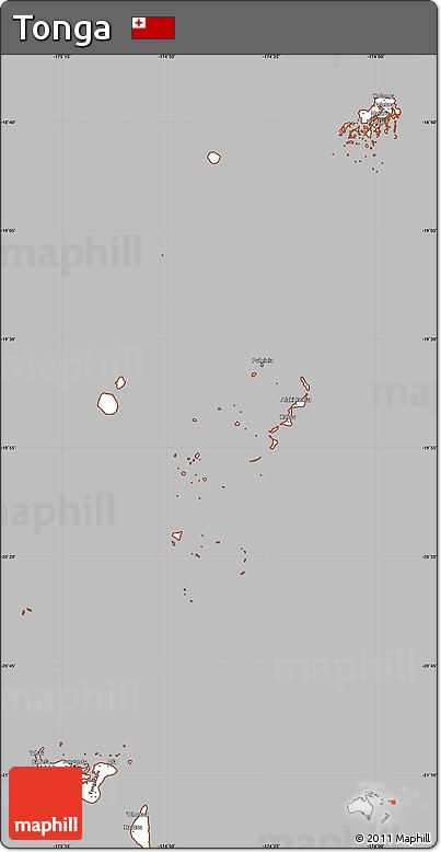 Gray Simple Map of Tonga, cropped outside