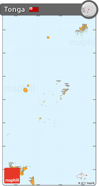 Political Shades Simple Map of Tonga