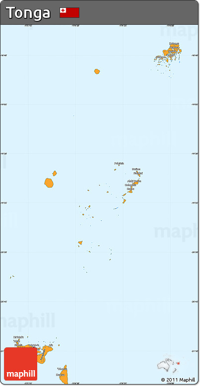 Political Shades Simple Map of Tonga