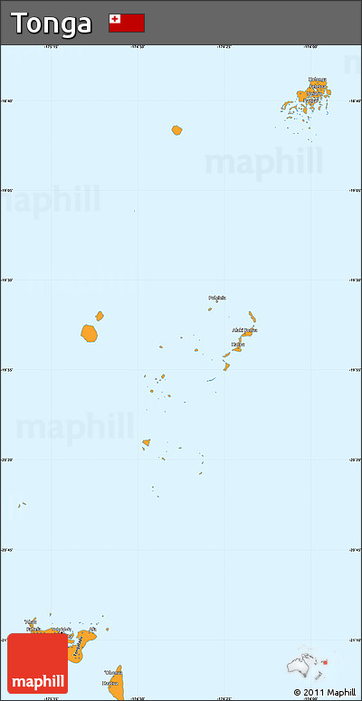 Political Shades Simple Map of Tonga, single color outside