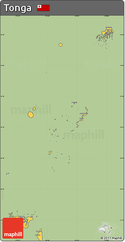 Savanna Style Simple Map of Tonga, cropped outside