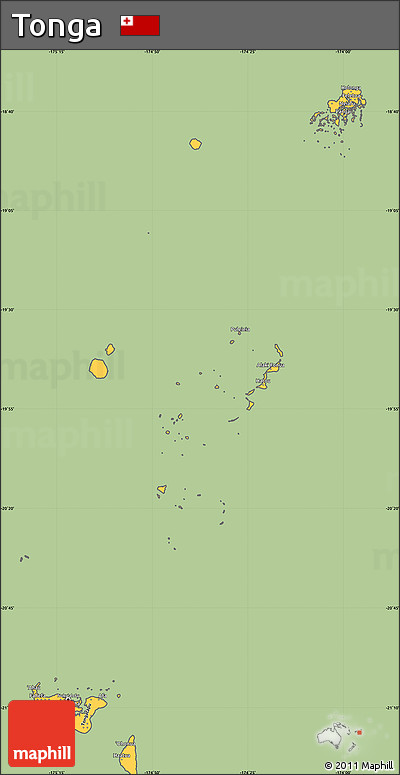 Savanna Style Simple Map of Tonga, cropped outside