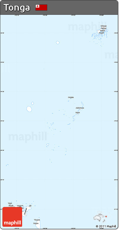 Silver Style Simple Map of Tonga, single color outside