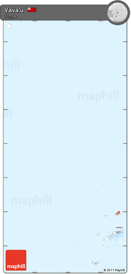 Silver Style Simple Map of Vava'u, single color outside