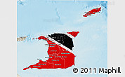 Flag 3D Map of Trinidad and Tobago, shaded relief outside, flag rotated