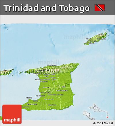 Physical 3D Map of Trinidad and Tobago
