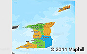 Political 3D Map of Trinidad and Tobago, darken, desaturated, land only