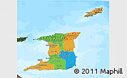 Political 3D Map of Trinidad and Tobago, darken, land only