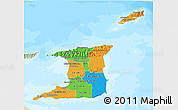 Political 3D Map of Trinidad and Tobago, lighten, land only