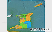 Political 3D Map of Trinidad and Tobago, single color outside, satellite sea