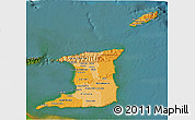 Political Shades 3D Map of Trinidad and Tobago, satellite outside