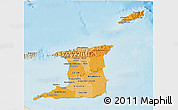 Political Shades 3D Map of Trinidad and Tobago, shaded relief outside