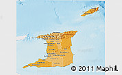 Political Shades 3D Map of Trinidad and Tobago, single color outside, shaded relief sea