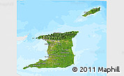 Satellite 3D Map of Trinidad and Tobago, single color outside, bathymetry sea