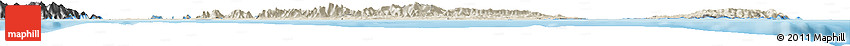 Shaded Relief Horizon Map of Trinidad and Tobago, darken, desaturated, land only