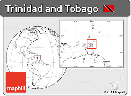 Gray Location Map of Trinidad and Tobago, blank outside