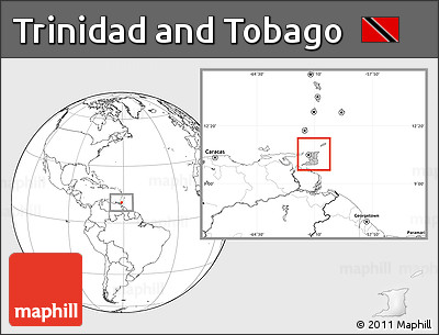 Gray Location Map of Trinidad and Tobago, blank outside