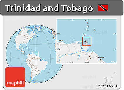 Gray Location Map of Trinidad and Tobago, lighten, land only