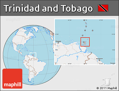 Gray Location Map of Trinidad and Tobago, lighten, land only