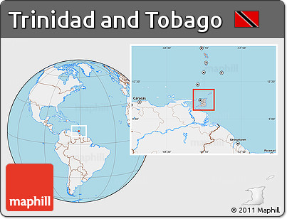 Gray Location Map of Trinidad and Tobago, lighten, land only