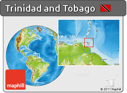Gray Location Map of Trinidad and Tobago, physical outside