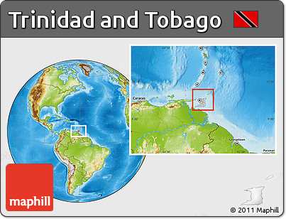 Gray Location Map of Trinidad and Tobago, physical outside