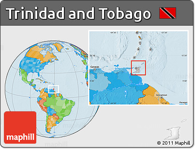 Gray Location Map of Trinidad and Tobago, political outside