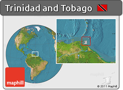 Gray Location Map of Trinidad and Tobago, satellite outside
