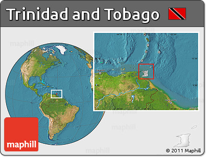 Gray Location Map of Trinidad and Tobago, satellite outside