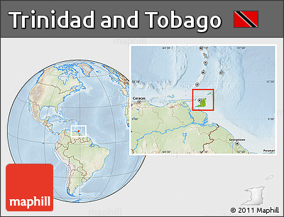 Physical Location Map of Trinidad and Tobago, lighten