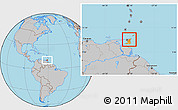 Political Location Map of Trinidad and Tobago, gray outside