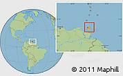 Political Location Map of Trinidad and Tobago, savanna style outside