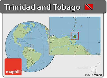 Satellite Location Map of Trinidad and Tobago, savanna style outside