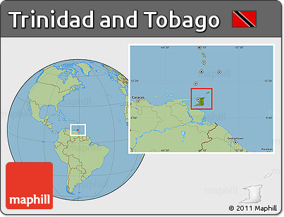 Satellite Location Map of Trinidad and Tobago, savanna style outside