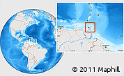 Shaded Relief Location Map of Trinidad and Tobago, lighten, semi-desaturated, land only
