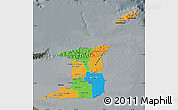Political Map of Trinidad and Tobago, darken, semi-desaturated