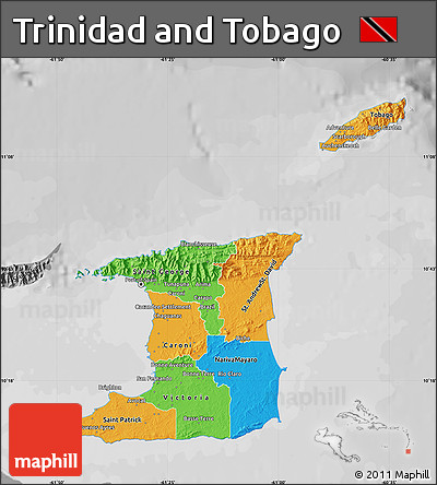 Political Map of Trinidad and Tobago, desaturated