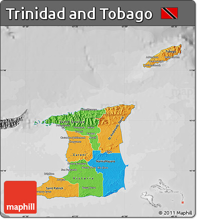 Political Map of Trinidad and Tobago, desaturated