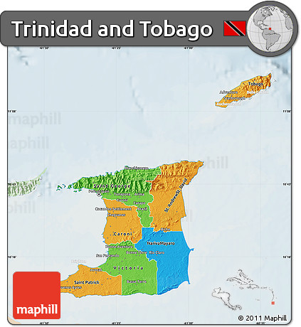 Political Map of Trinidad and Tobago, lighten