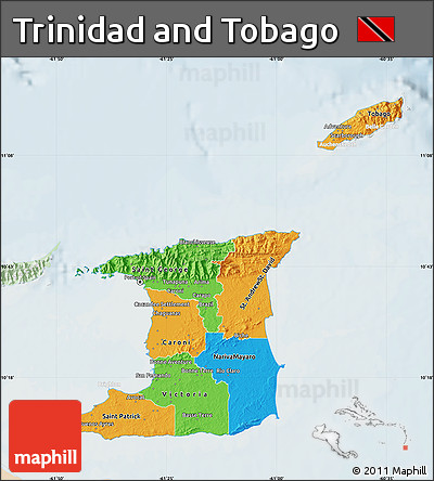 Political Map of Trinidad and Tobago, lighten