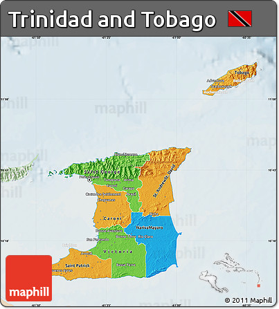 Political Map of Trinidad and Tobago, lighten