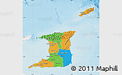 Political Map of Trinidad and Tobago, single color outside, shaded relief sea