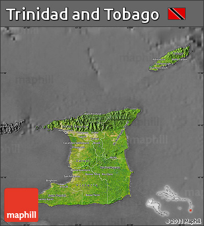 Satellite Map of Trinidad and Tobago, desaturated