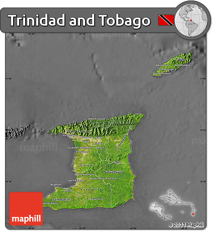Satellite Map of Trinidad and Tobago, desaturated